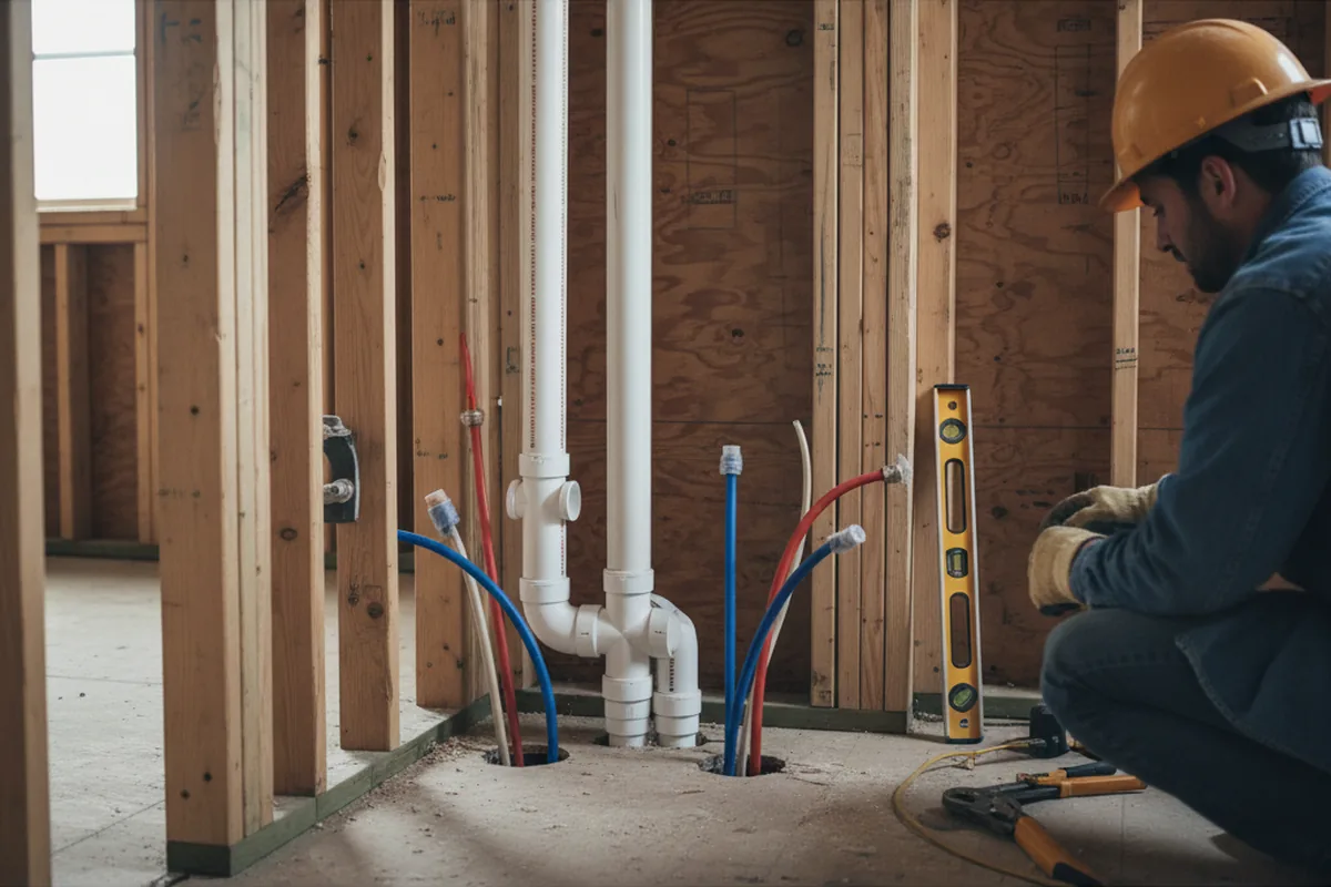 Drain and supply rough-in during Leak Detection in Valley Center